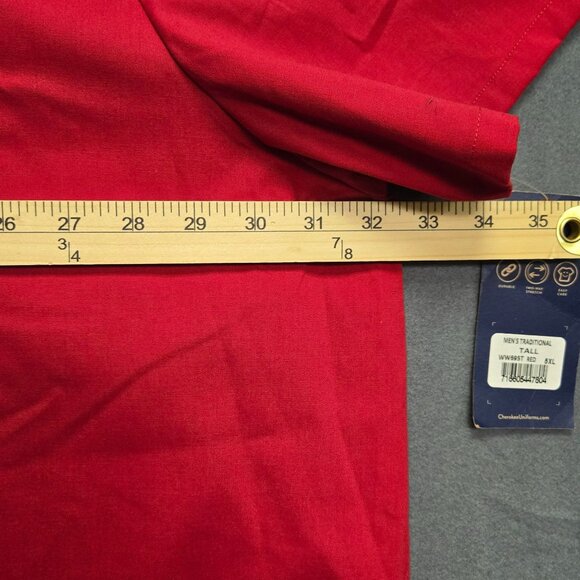 NWT Cherokee Mens 5XL Tall Red 4 Pocket Utility Scrub Top - Picture 6 of 7